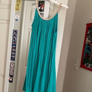 Lilly Pulitzer Teal Midi Dress with Gold Accents